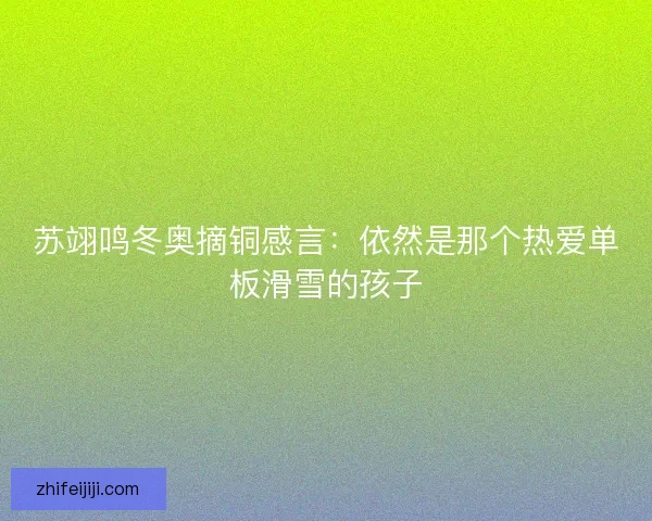 苏翊鸣冬奥摘铜感言：依然是那个热爱单板滑雪的孩子