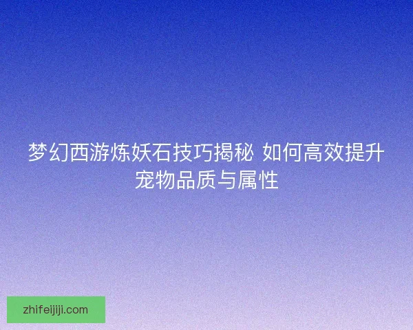 梦幻西游炼妖石技巧揭秘 如何高效提升宠物品质与属性