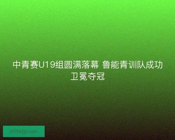 中青赛U19组圆满落幕 鲁能青训队成功卫冕夺冠
